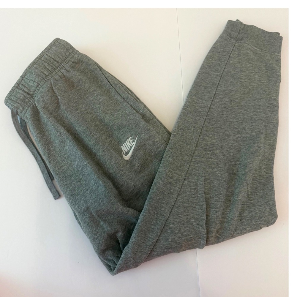 Nike Mens Joggers Heather Gray Cotton Blend Sweatpants Embroidered Logo Athletic